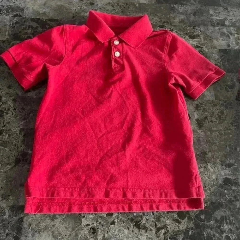 The Children's Place Boys' Short Sleeve Soft Jersey Knit Polo - Red - Size 5-6